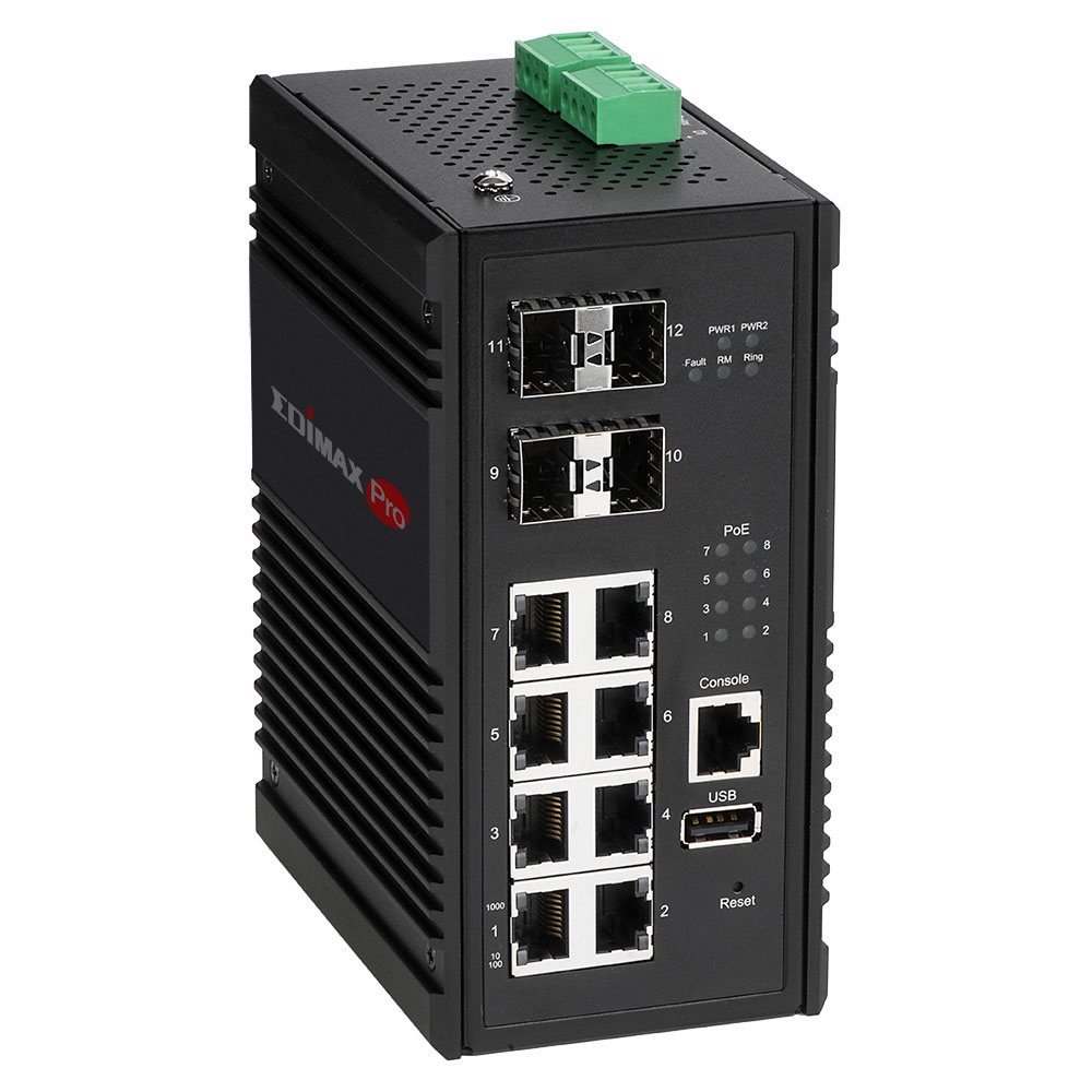 Edimax IGS-5408P switch di rete Gestito Gigabit Ethernet (10/100/1000) Supporto Power over Ethernet (PoE) Nero