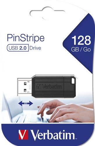 USB DRIVE 2.0 PINSTRIPE 128GB BLACK