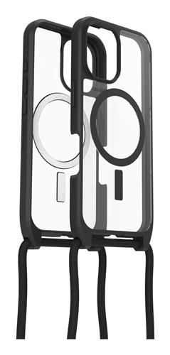 OB REACT NECKLACEMAGSAFE APPLE iPhone16 Black Cryst-clear/black