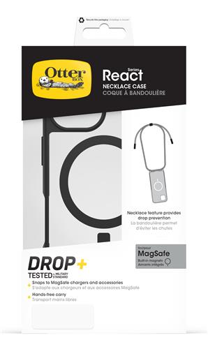 OB REACT NECKLACEMAGSAFE APPLE iPhone16 Black Cryst-clear/black