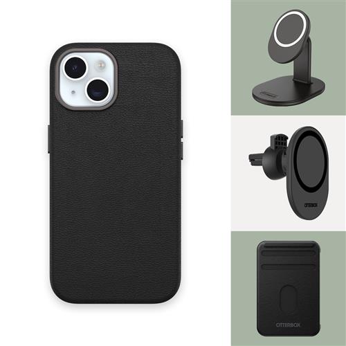 OB SYMMETRY CACTUS LEATHER Apple iPhone 15 Noir Ash - black