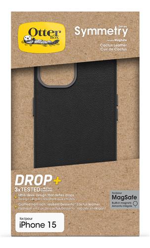 OB SYMMETRY CACTUS LEATHER Apple iPhone 15 Noir Ash - black