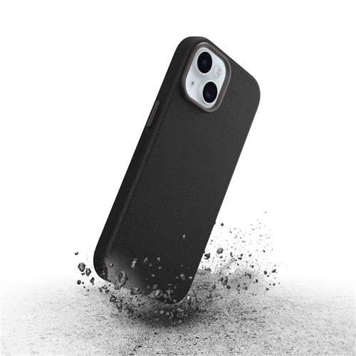OB SYMMETRY CACTUS LEATHER Apple iPhone 15 Noir Ash - black