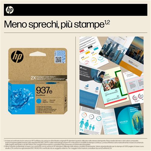 HP 937E EVOMORE CYAN EN/FR/IT/PT/ES Ink Cartridge