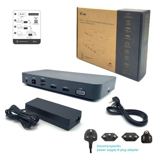 I-TEC USB 3.0/USB-C/TB 3X LCD 3X VIDEO DOCKING STATION PD 65W