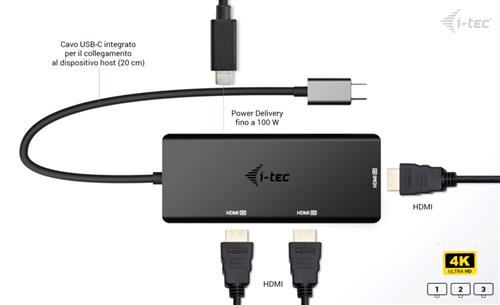 I-TEC USB-C 3X 4K HDMI ADAPTER VIDEO ADAPTER PD 100W