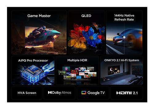 TVC LED 98 QLED GOOGLE TV 144HZ DOLBY ATMOS SUBWOOFER INTEGRATO