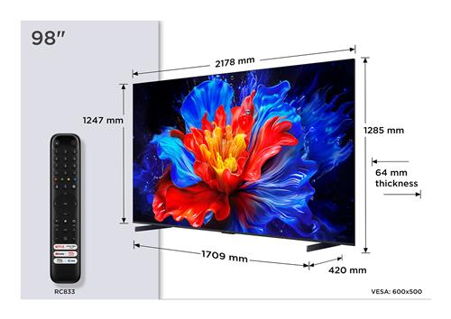 TVC LED 98 QLED GOOGLE TV 144HZ DOLBY ATMOS SUBWOOFER INTEGRATO