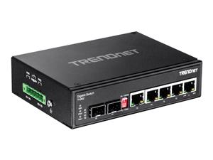 6-PORT HARD. IND. GBIT SWITCH 5 GBIT/1 SHARED SFP/1 DEDICATED