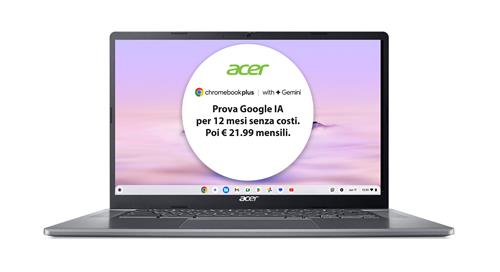 Acer Chromebook Plus 515 CB515-2H-34ZU Laptop con IA Google, 15.6