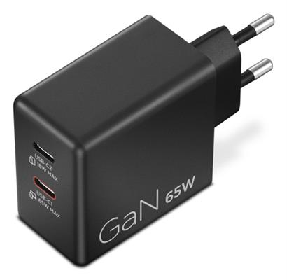 DUAL USB-C 65W GAN CHARGER BLAC EU