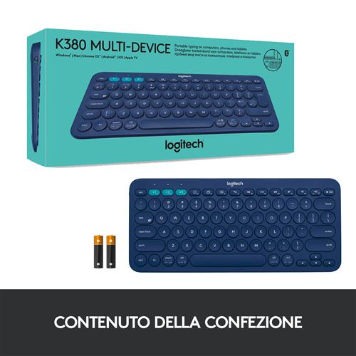K380 KEYBOARD BLUE MULTI-DEVICEBLUETOOTH(ITALIAN)