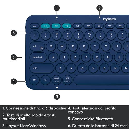 K380 KEYBOARD BLUE MULTI-DEVICEBLUETOOTH(ITALIAN)
