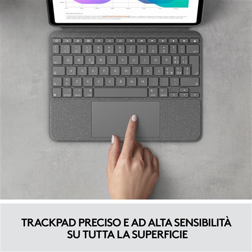Logitech Combo Touch Custodia con Tastiera per iPad Pro 11 pollici (1a, 2a, 3a gen - 2018, 2020, 2021) - Tastiera Retroilluminata Rimovibile, Trackpad, Smart Connector - Grigio