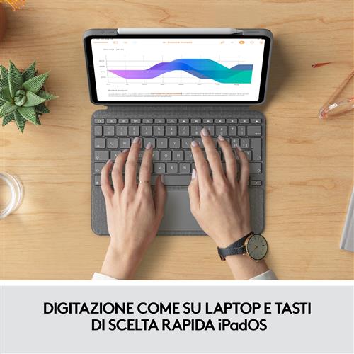 Logitech Combo Touch Custodia con Tastiera per iPad Pro 11 pollici (1a, 2a, 3a gen - 2018, 2020, 2021) - Tastiera Retroilluminata Rimovibile, Trackpad, Smart Connector - Grigio