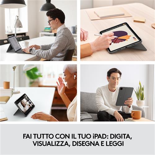 Logitech Combo Touch Custodia con Tastiera per iPad Pro 11 pollici (1a, 2a, 3a gen - 2018, 2020, 2021) - Tastiera Retroilluminata Rimovibile, Trackpad, Smart Connector - Grigio