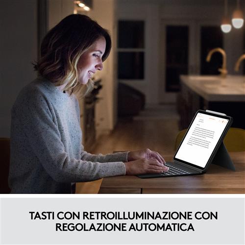 Logitech Combo Touch Custodia con Tastiera per iPad Pro 11 pollici (1a, 2a, 3a gen - 2018, 2020, 2021) - Tastiera Retroilluminata Rimovibile, Trackpad, Smart Connector - Grigio