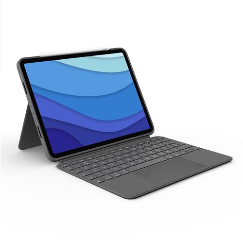 Logitech Combo Touch Custodia con Tastiera per iPad Pro 11 pollici (1a, 2a, 3a gen - 2018, 2020, 2021) - Tastiera Retroilluminata Rimovibile, Trackpad, Smart Connector - Grigio