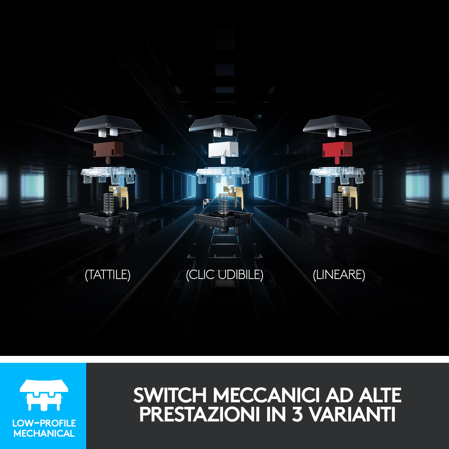 Logitech G Tastiera gaming meccanica Logitech G815 LIGHTSYNC RGB con switch a profilo ribassato GL Tactile, 5 tasti G programmabili, passthrough USB, controlli multimediali dedicati