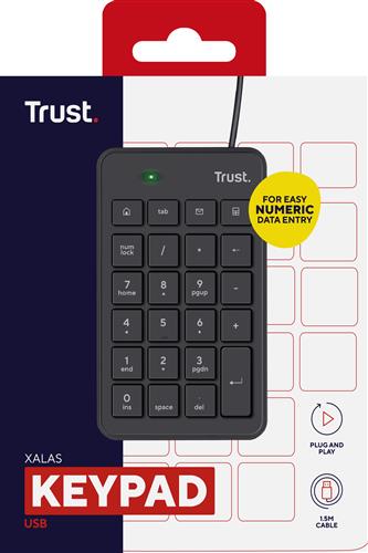 Trust 22221 tastierino numerico Laptop/PC USB Nero