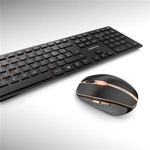 CHERRY DW 9100 SLIM tastiera Mouse incluso Universale RF senza fili + Bluetooth QWERTZ Svizzere Nero