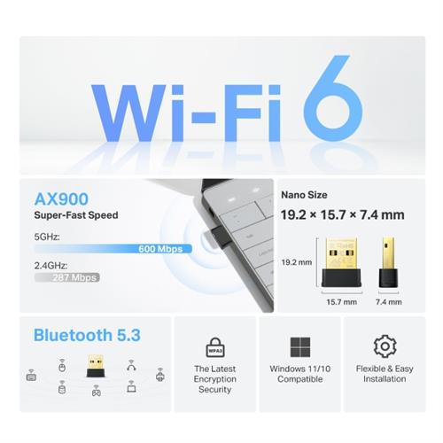 AX900 NANO DUAL BAND WI-FI 6 BLUETOOTH 5.3 USB ADAPTER