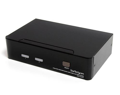 SWITCH KVM DVI USB 2 PORTE CON AUDIO E HUB USB 2.0 IN