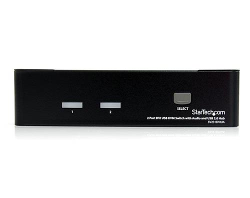 SWITCH KVM DVI USB 2 PORTE CON AUDIO E HUB USB 2.0 IN