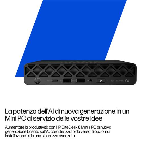HP EliteDesk 8 Mini G1a Next Gen AI Wolf Pro Security Edition Copilot+ PC AMD Ryzen AI 5 340 32 GB DDR5-SDRAM 512 GB SSD Windows 11 Pro Mini PC AI PC Nero