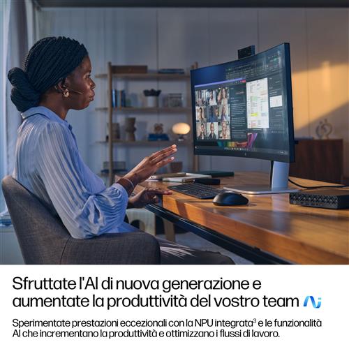 HP EliteDesk 8 Mini G1a Next Gen AI Wolf Pro Security Edition Copilot+ PC AMD Ryzen Al 7 350 16 GB DDR5-SDRAM 512 GB SSD Windows 11 Pro Mini PC AI PC Nero