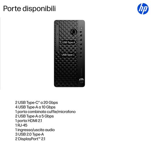 HP EliteDesk 8 Tower G1i AI Wolf Pro Security Edition Intel Core Ultra 7 265 16 GB DDR5-SDRAM 512 GB SSD Windows 11 Pro PC AI PC Nero