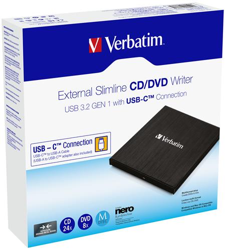 EXT. SLIMLINE CD/DVD WRITER USB 3.2 GEN 1/USB-C BLACK