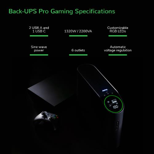 BACK-UPS PRO 2200VA FOR GAMING 230V PURE SINEWAVE LCD BLACK SCH