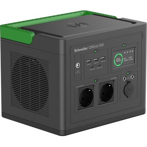 SCHNEIDER OFFGRID PORTABLE PWR STATION 500 517WH LI-ION 2SCHUKO