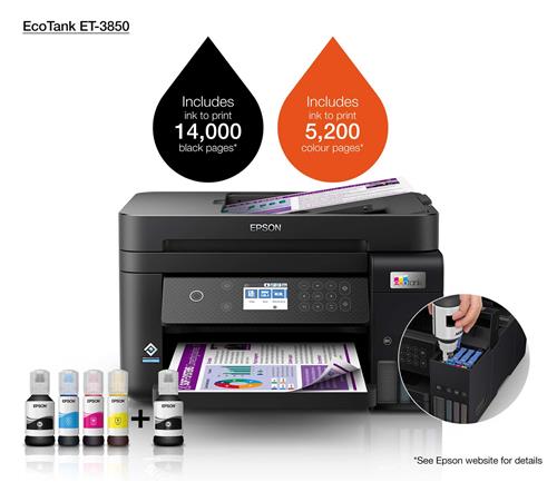 ECOTANK ET-3850 INKJET PRINTERS SCATOLA APERTA E DANNEGGIATA