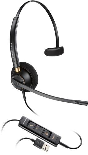 POLY EncorePro 515 Microsoft Teams Certified Monoaural with USB-A Headset Auricolare Cablato A Padiglione Musica e Chiamate Nero