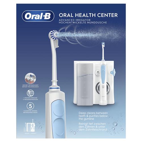 Oral-B Idropulsore Health Center Avanzato con 2 Beccucci Oxyjet, 2 Beccucci Con Getto D’acqua. 1 Idropulsore