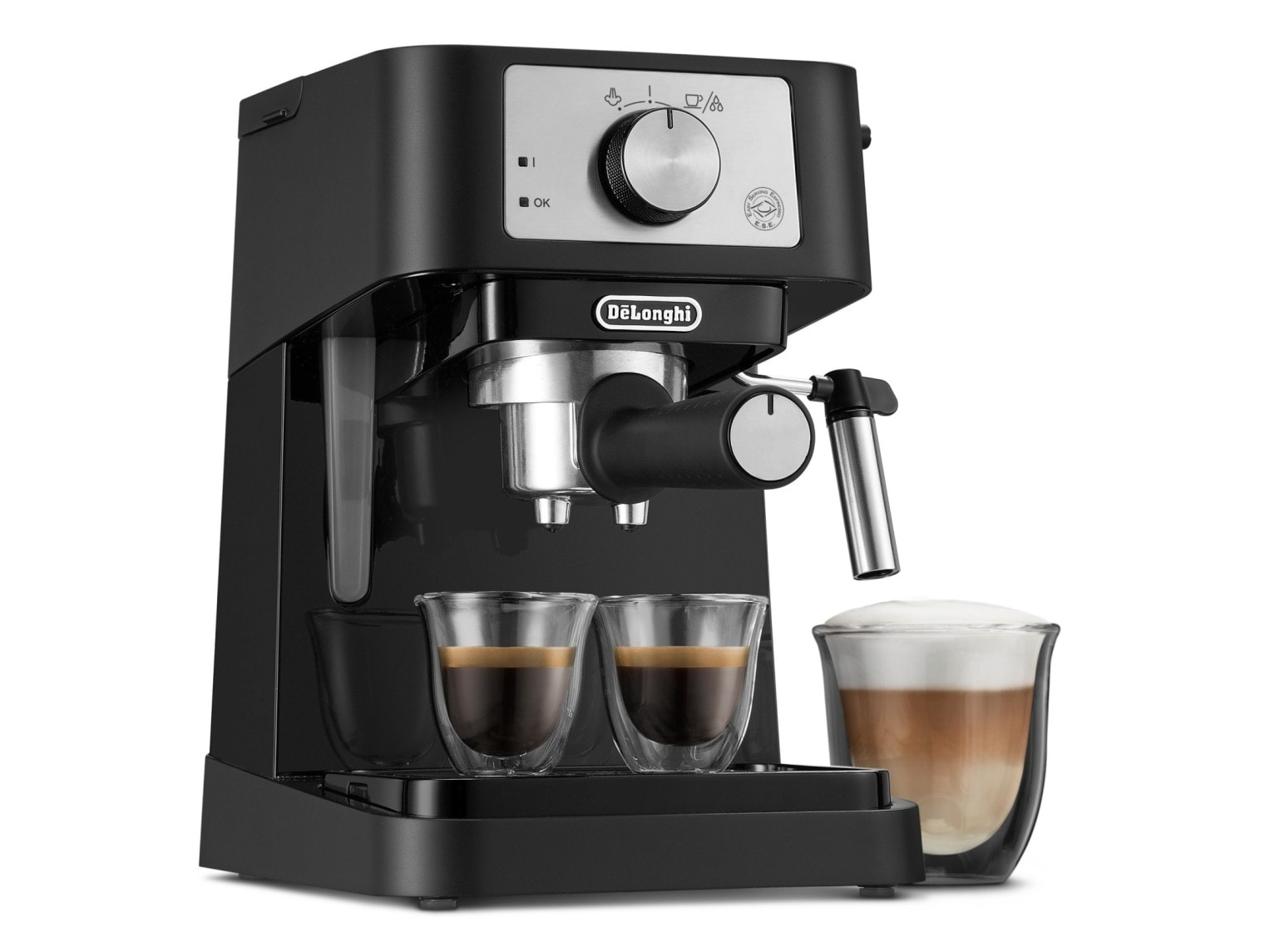 De’Longhi STILOSA EC260.BK Macchina da Caffè Manuale Espresso e Cappuccino, Compatibile con Polvere o Cialde E.S.E., Spegnimento Automatico, Serbatoio Estraibile da 1L, Potenza 1100W, Nero