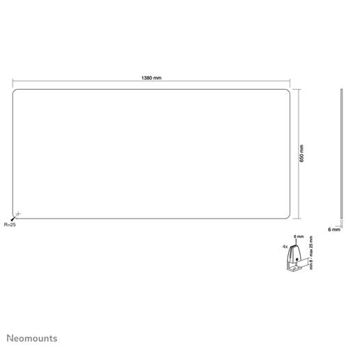 PANNELLO IN VETRO RESISTENTE 138CM PER PROTEZIONE AREA LAVORO