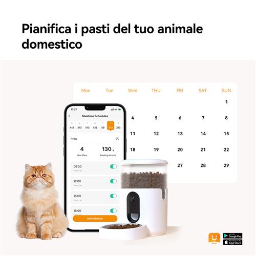 SMART PET FEEDER 4L. DISTRIBUTO DI CIBO PER ANIMALI CON TELECAME