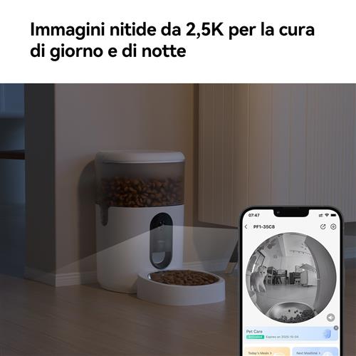 SMART PET FEEDER 4L. DISTRIBUTO DI CIBO PER ANIMALI CON TELECAME