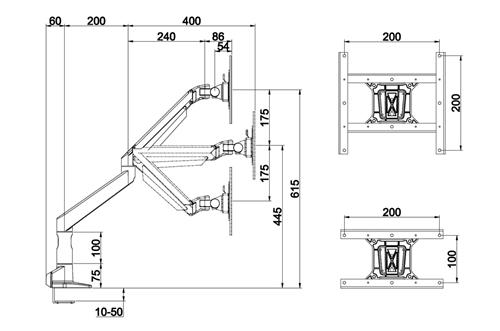 3-JOINT GAS ARM FOR MONITORS UP TO 49IN