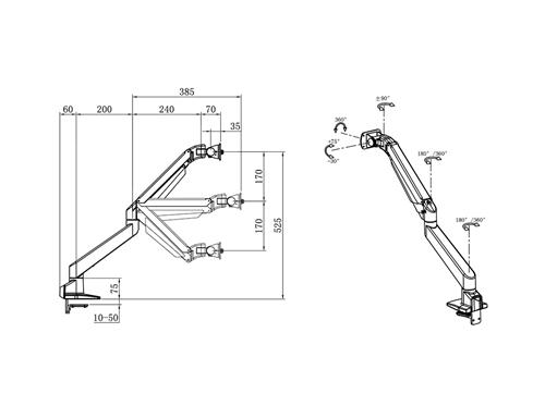 3-JOINT GAS ARM FOR SAMSUNG ODYSSEY G7