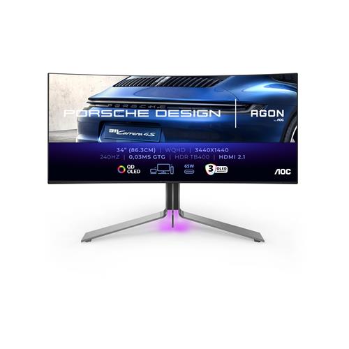 AOC AGON PRO PD34 34IN WQHD OLED GAMING MONITOR 240 HZ 0.03