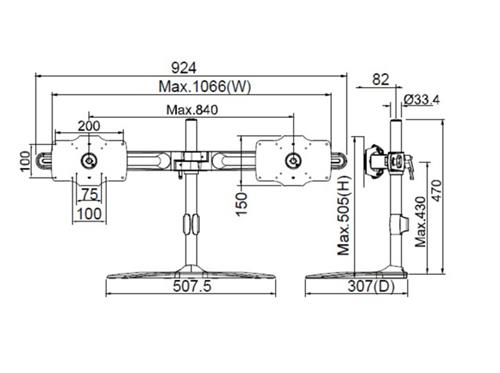 DOUBLE VESA 200X100 TABLE MOUNT