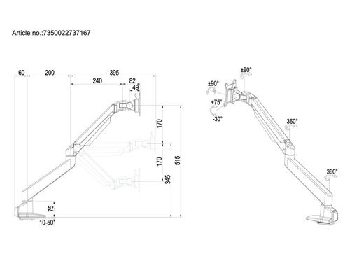 M VESA GAS LIFT ARM SINGLE SILV .