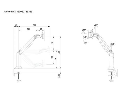 MONITOR TABLE STAND 2 JOINTS VESA: 75X75/100X100