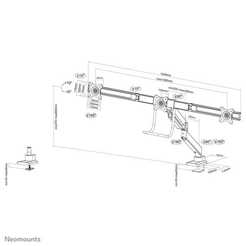 SUPPORTO DA SCRIVANIA CON MOLLA GAS MANIGLIA X SCHERMI FINO 27IN