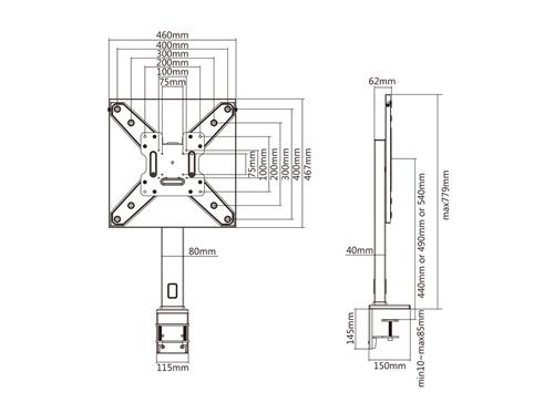 TABLE STAND WITH XL VESA 400X400 CLAMP