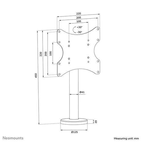 TV DESK MOUNT NERO PER 23-43IN .